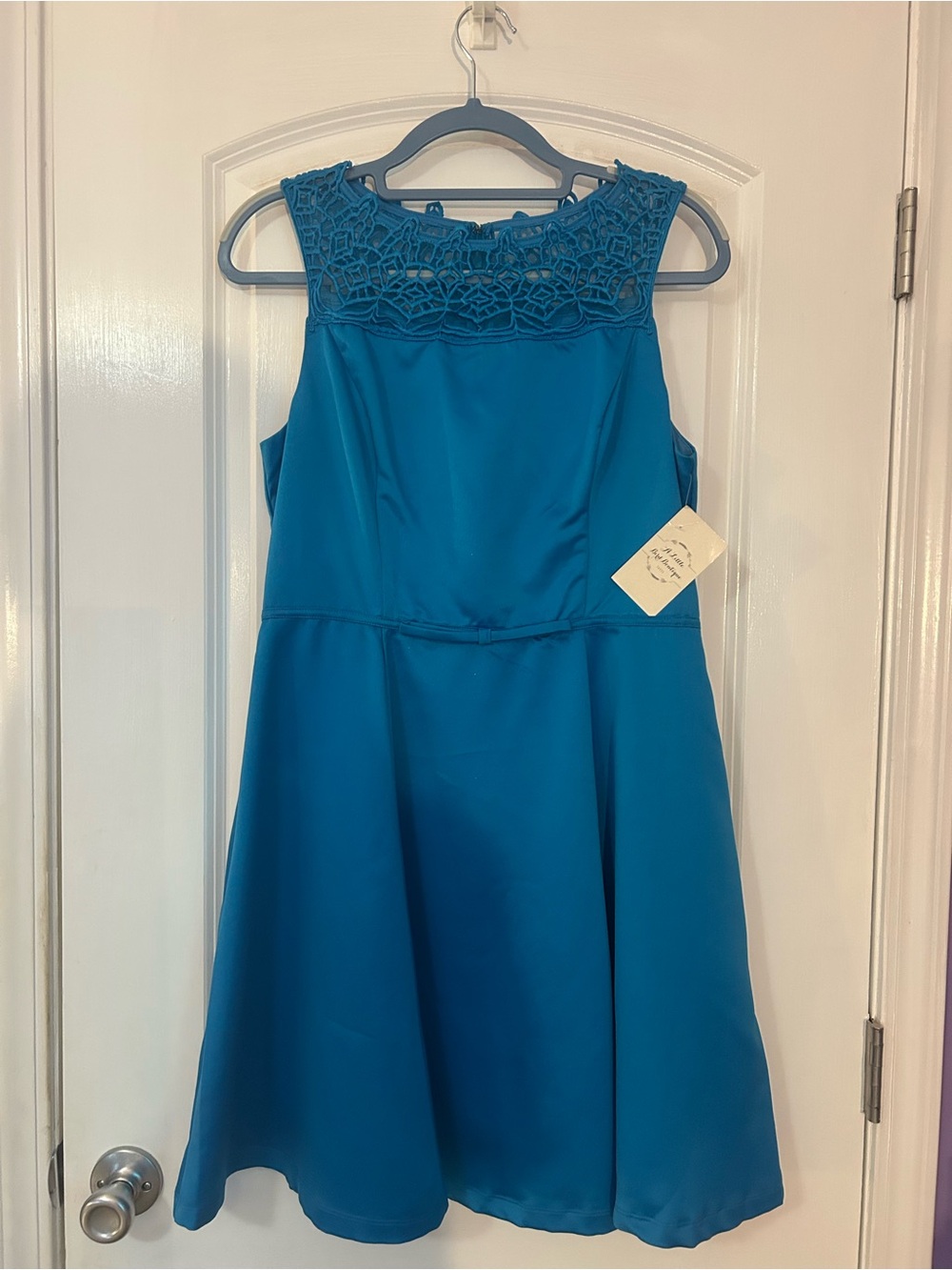 Nikibiki Teal Crochet Yoke A-Line Dress
